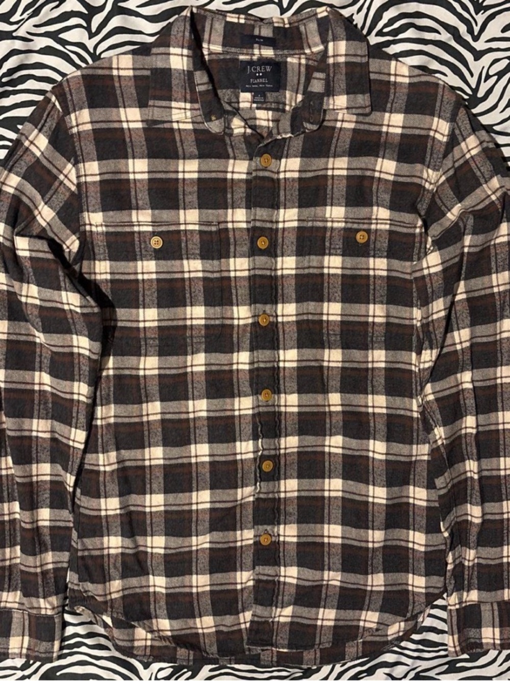 J. Crew Brown & Cream Plaid Button-Down Shirt